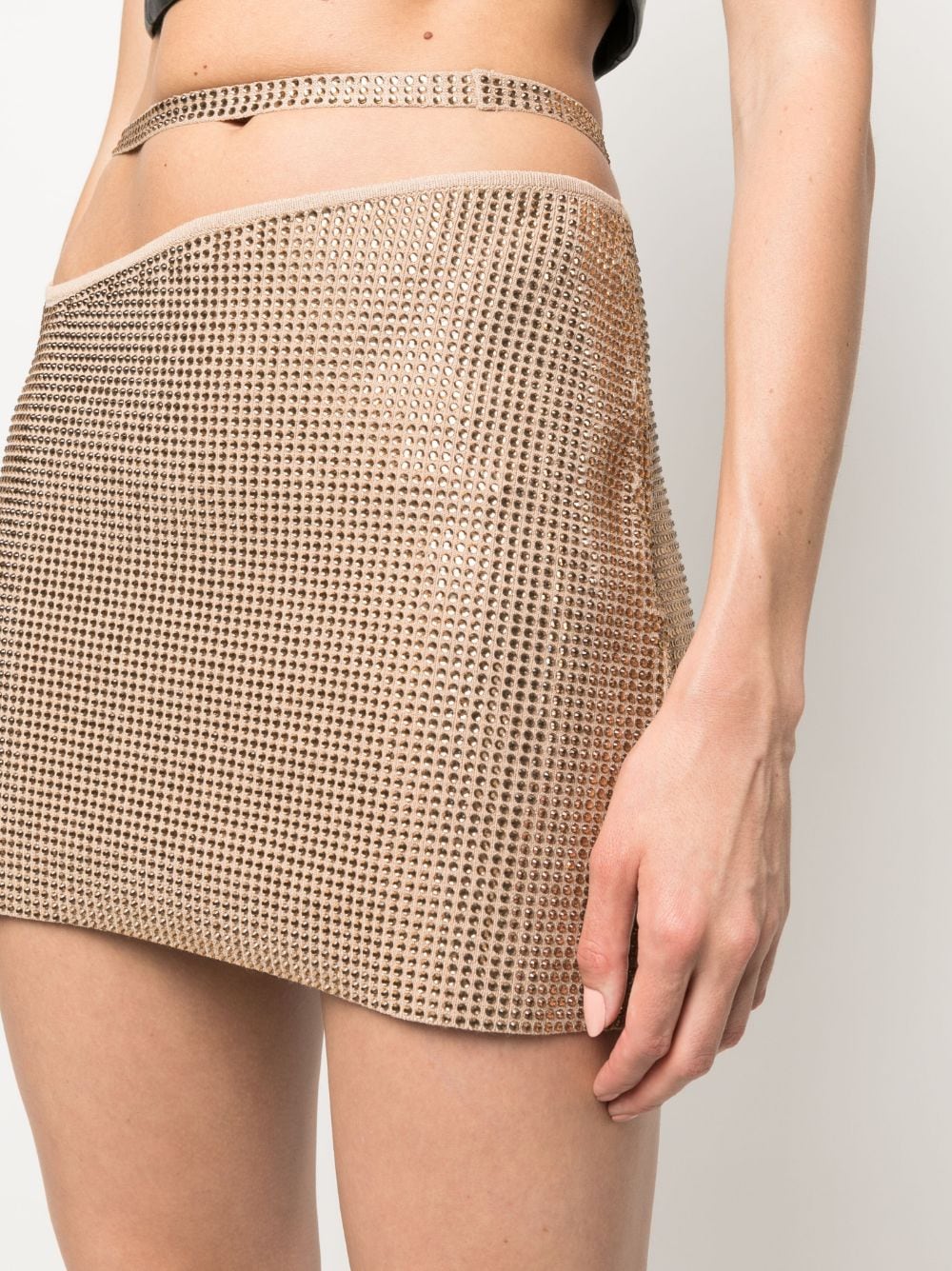 Shop Andreädamo Rhinestone-embellished Mini Skirt In Gold