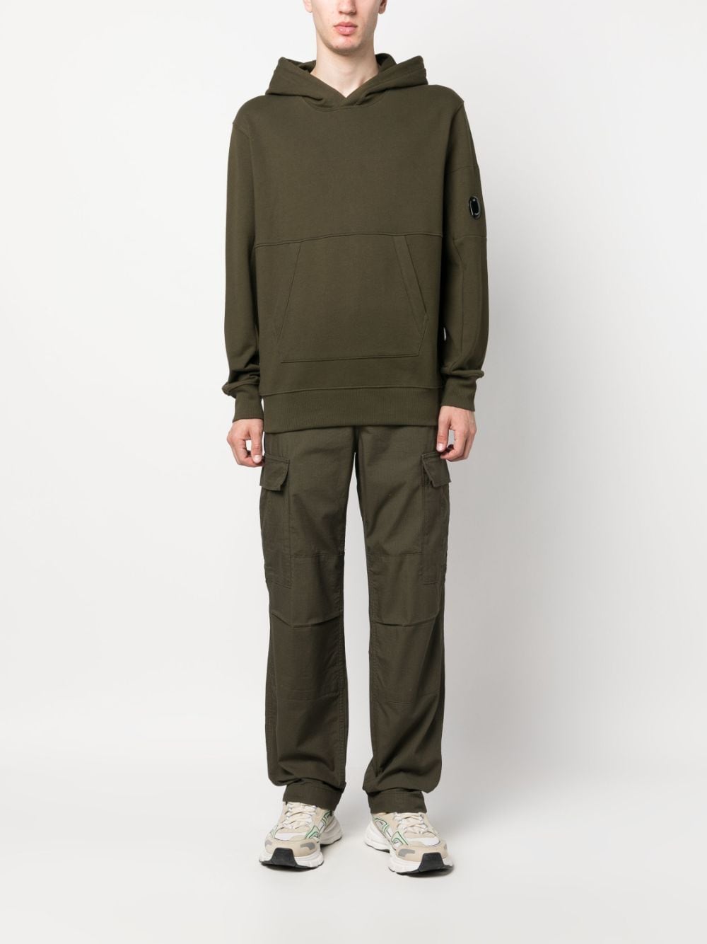 C.P. Company Diagonal Raised fleece hoodie - Groen