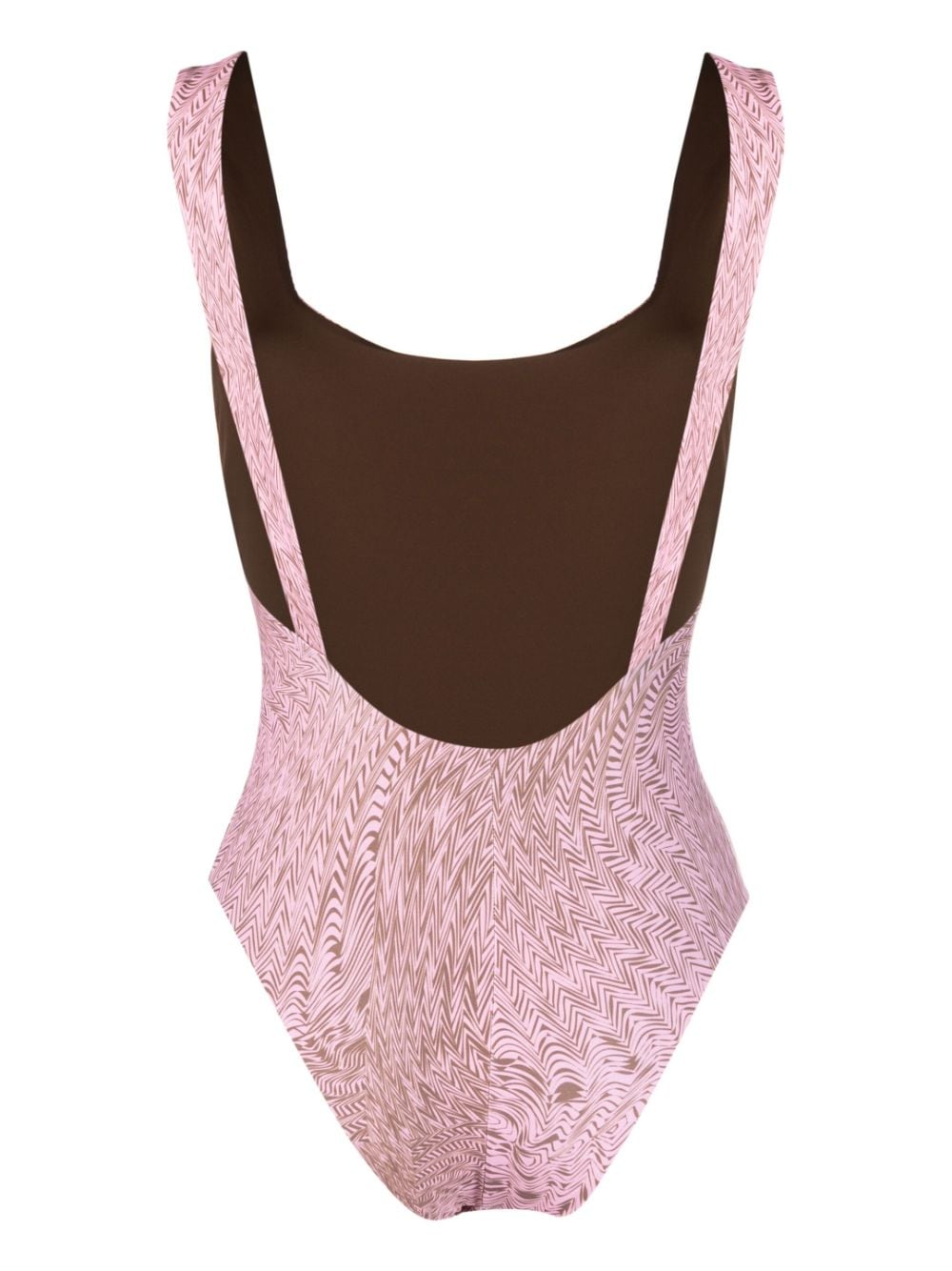 Shop Federica Tosi Zigzag-print Reversible Swimsuit In Pink