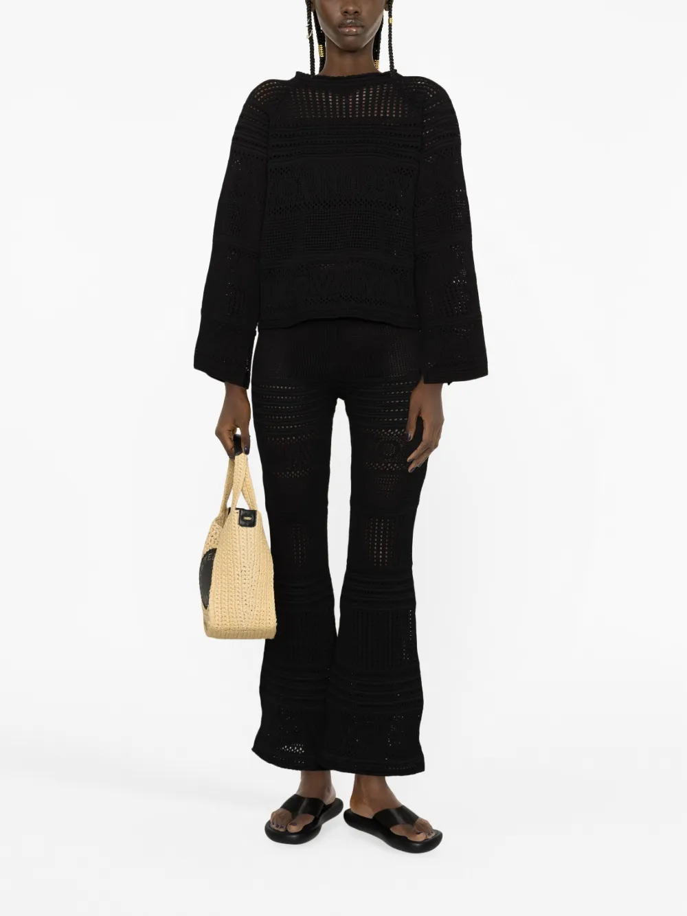  Stella Mccartney Pantaloni Svasati In Maglia - Nero 
