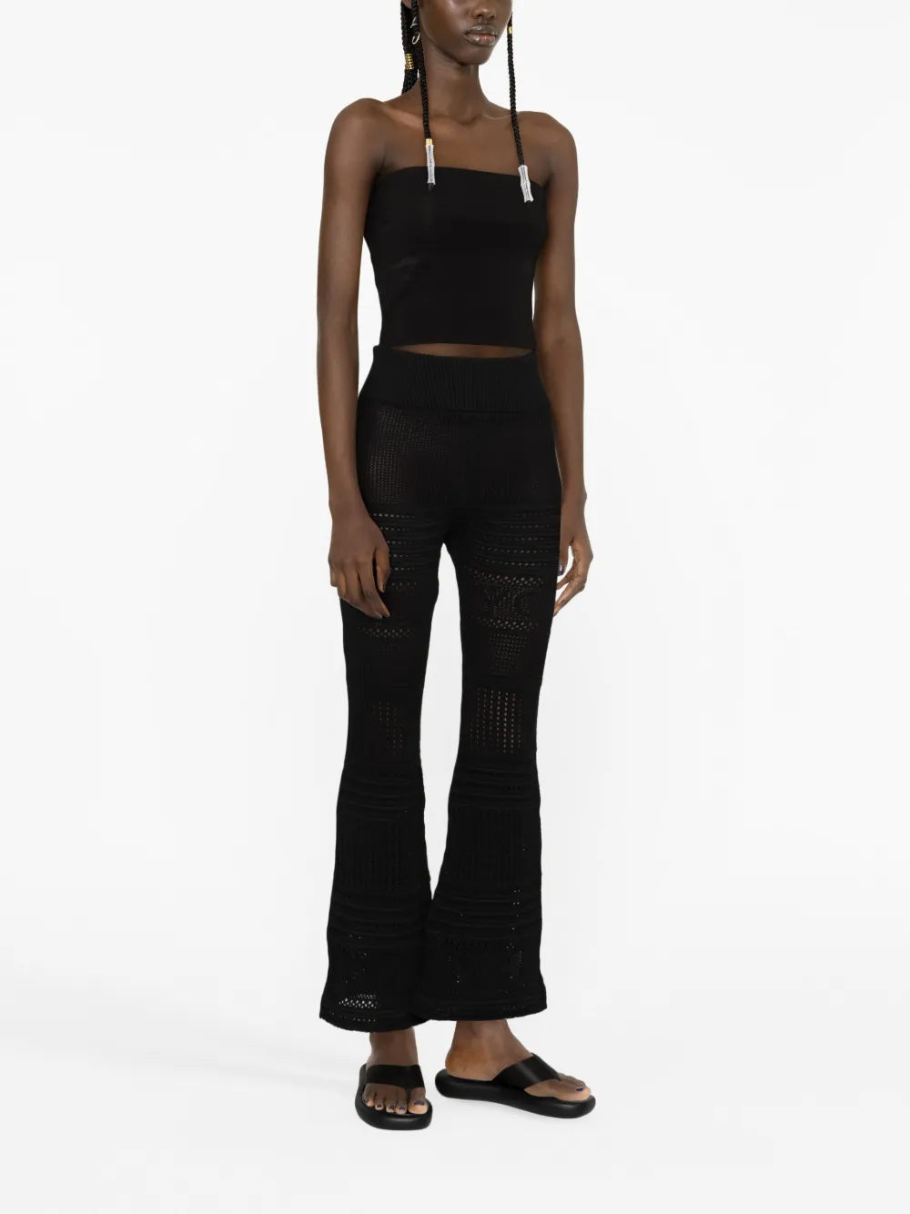  Stella Mccartney Pantaloni Svasati In Maglia - Nero 
