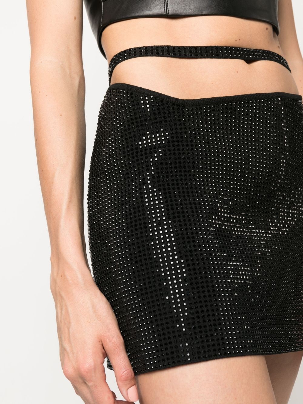 Shop Andreädamo Rhinestone-embellished Miniskirt In Black