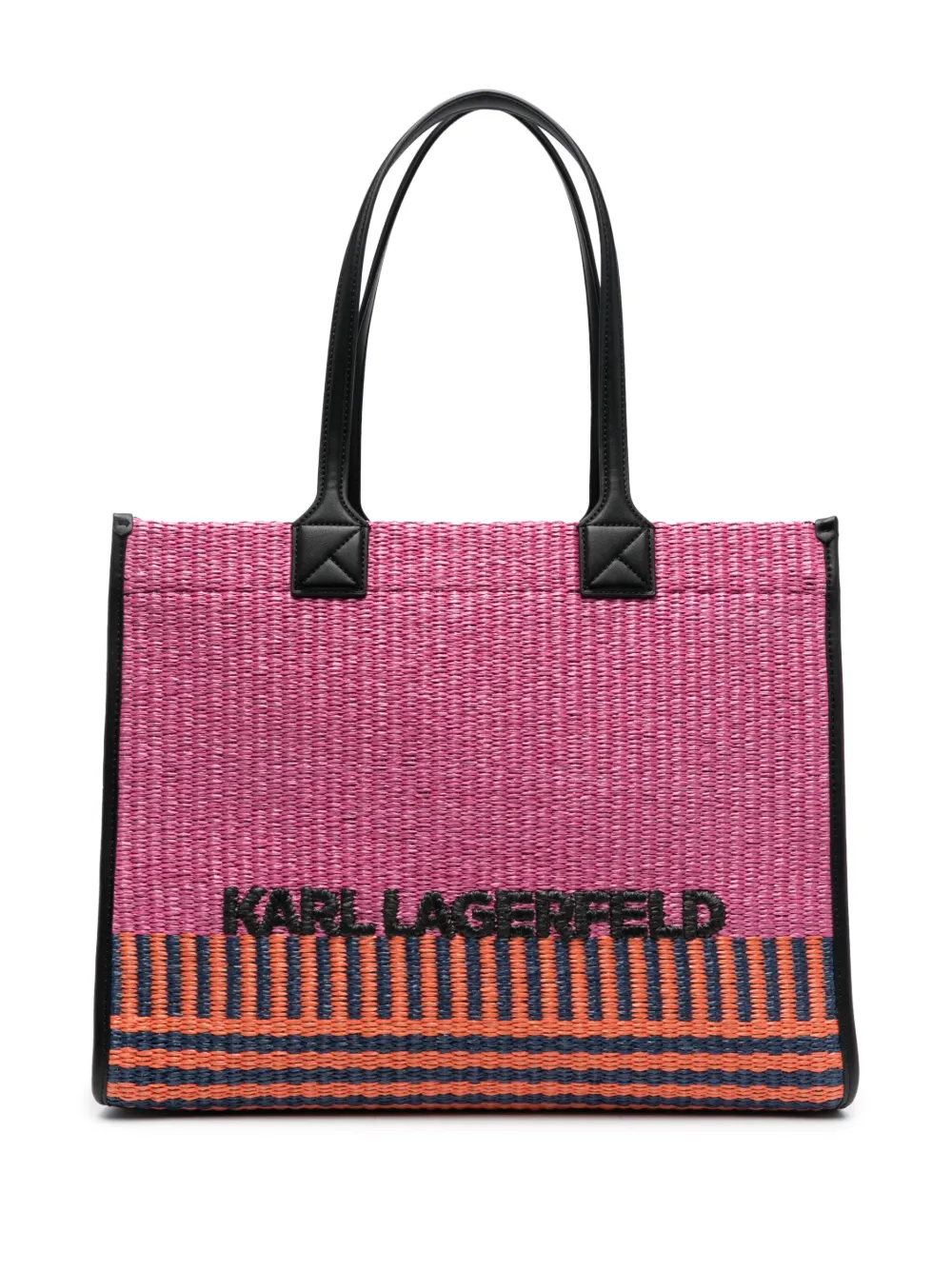 Karl Lagerfeld Woven-raffia Tote Bag In Pink
