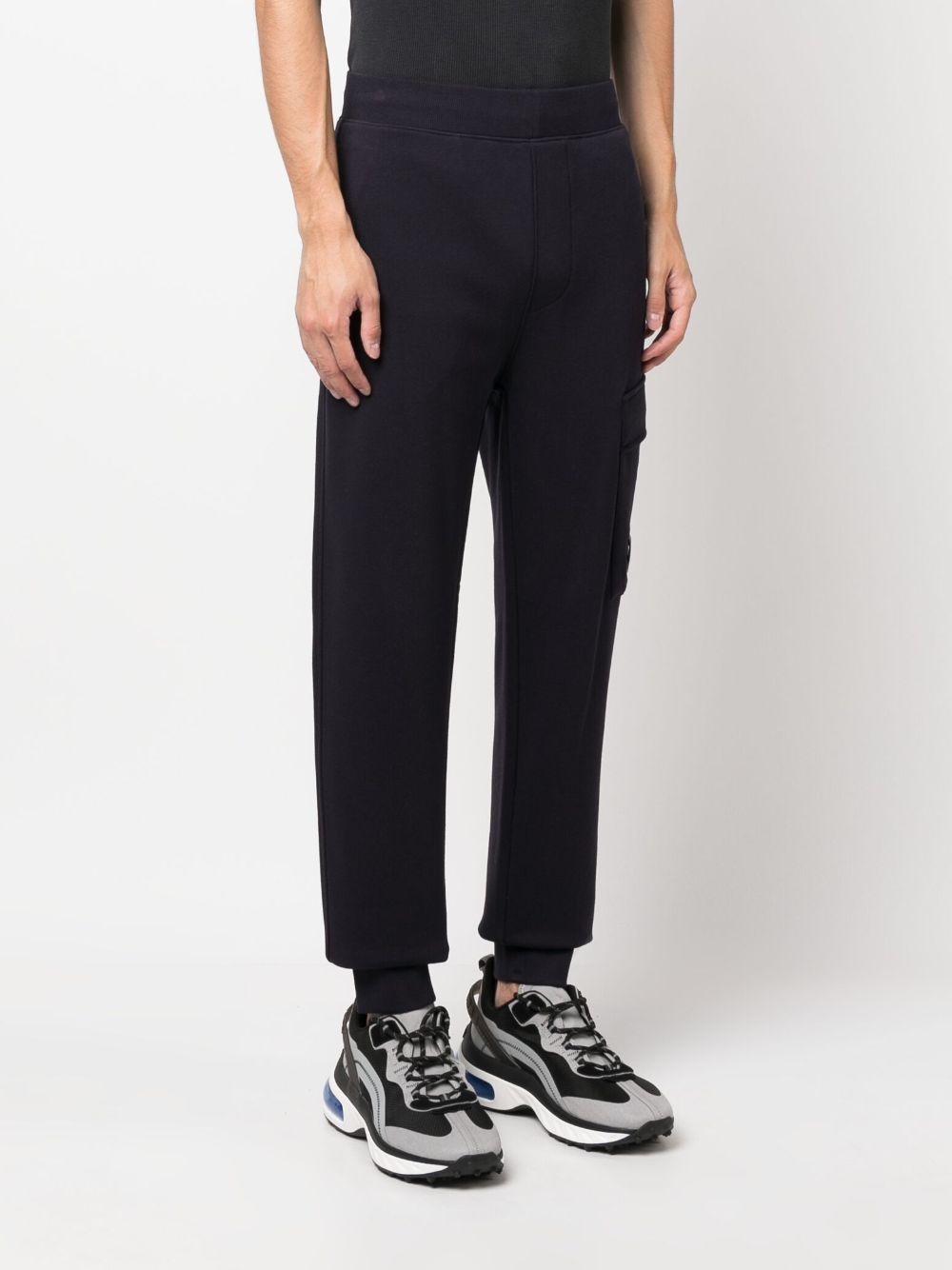 Shop C.p. Company Tapered Cotton Track Pants In Blue