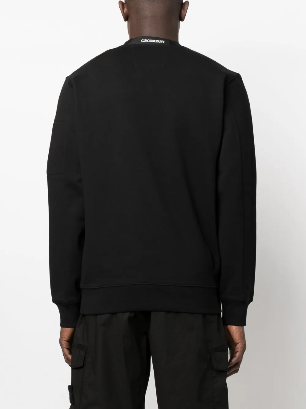 C.p. Company Men Cotton Crewneck Sweatshirt In Black