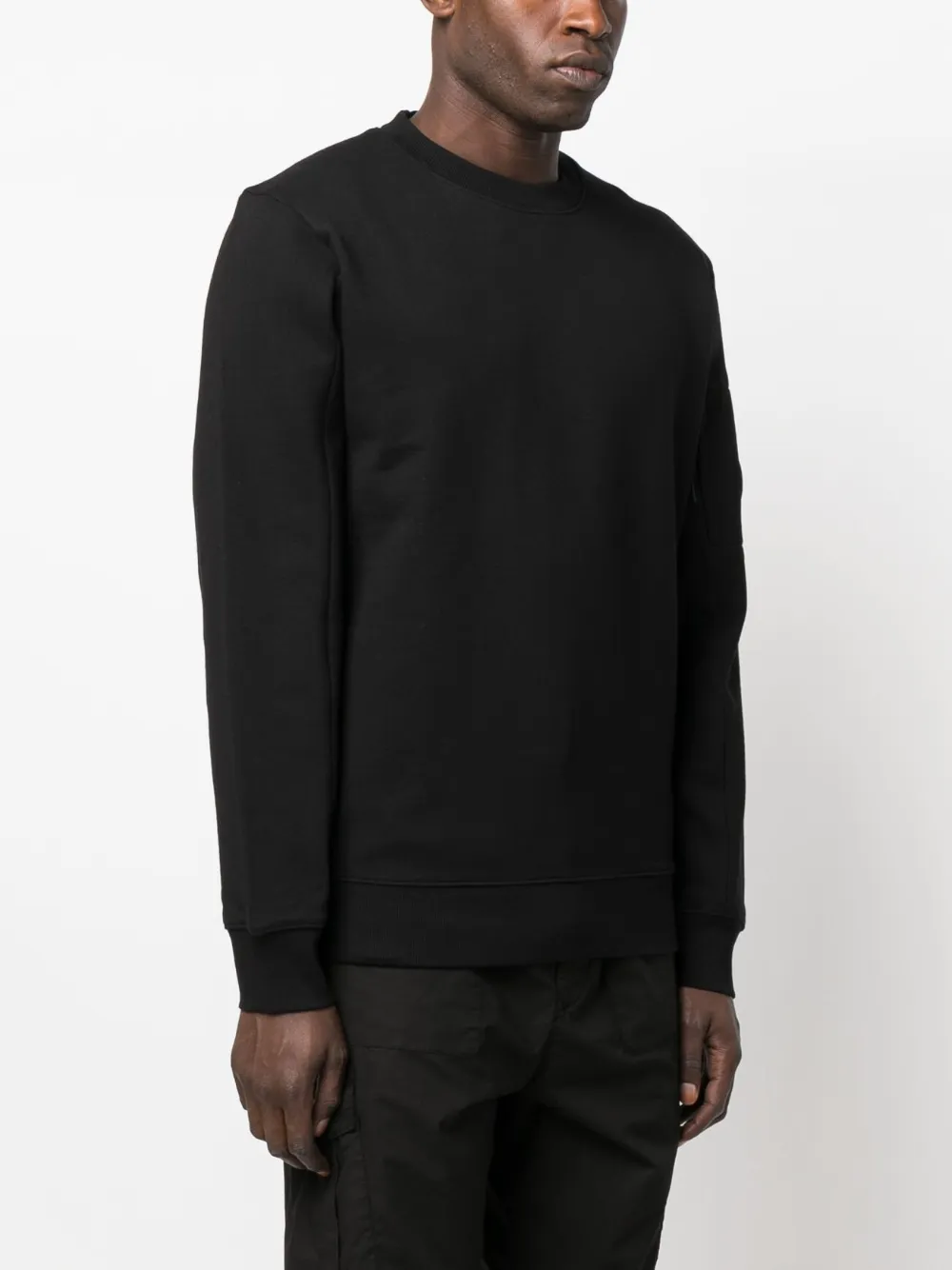 C.p. Company Men Cotton Crewneck Sweatshirt In Black