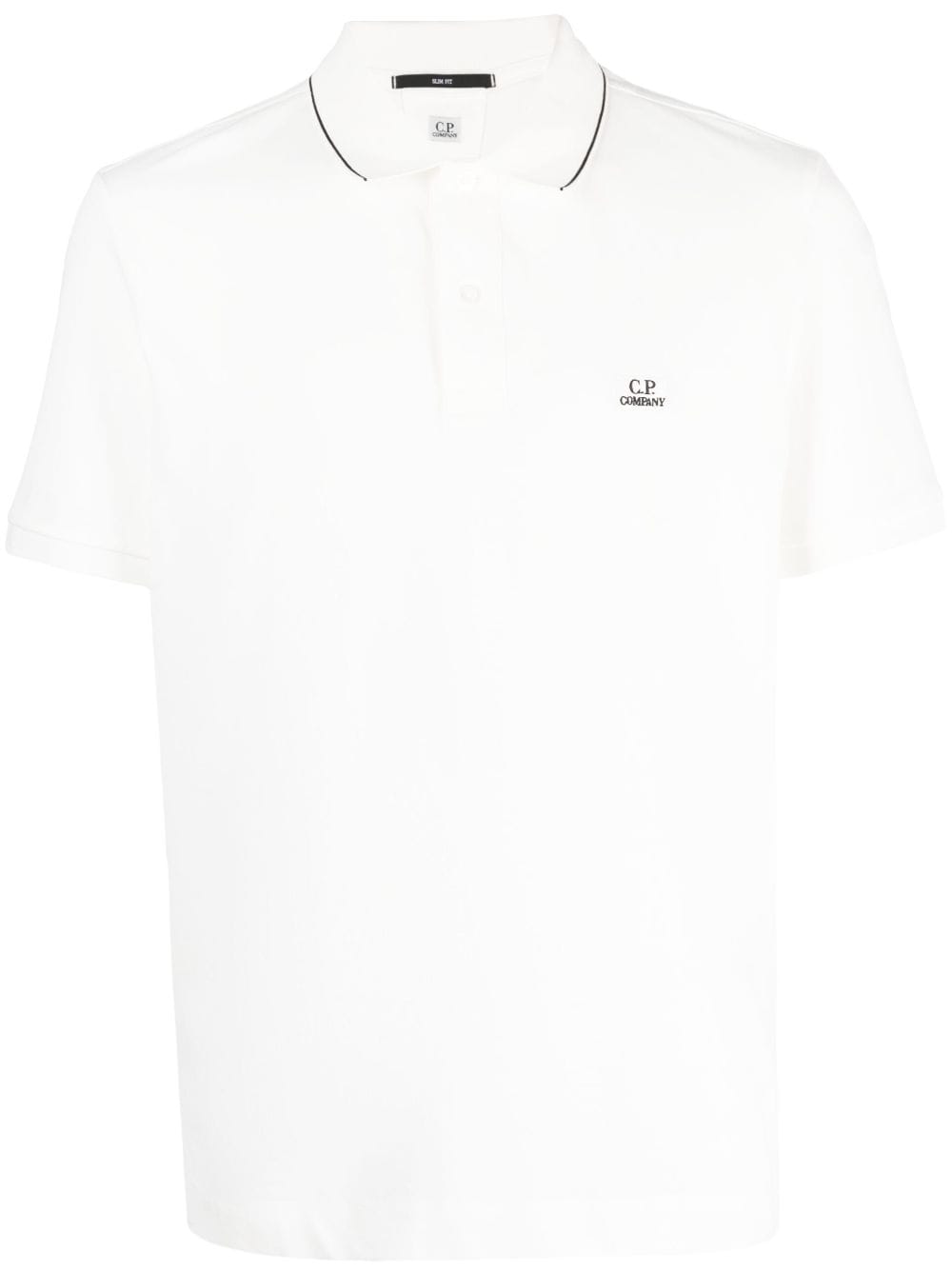 Shop C.p. Company Logo-patch Cotton Polo Shirt In White
