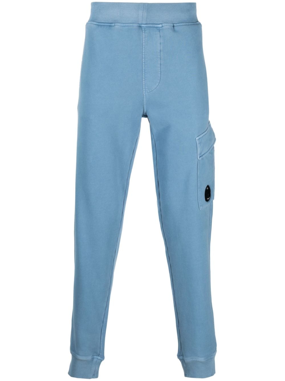 C.p. Company Logo-plaque Cotton Track Pants In Blue