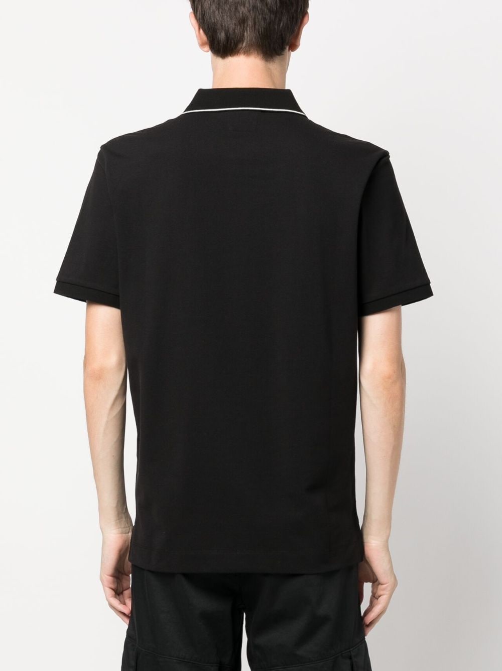 Shop C.p. Company Logo-patch Cotton Polo Shirt In Black