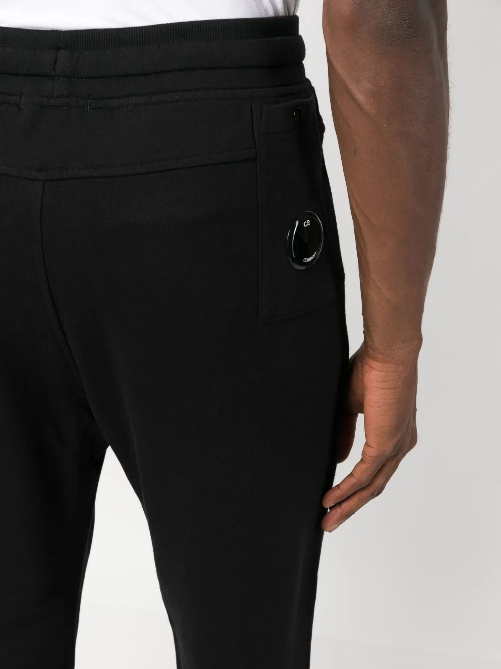 Shop C.p. Company Logo-plaque Track Pants In Black