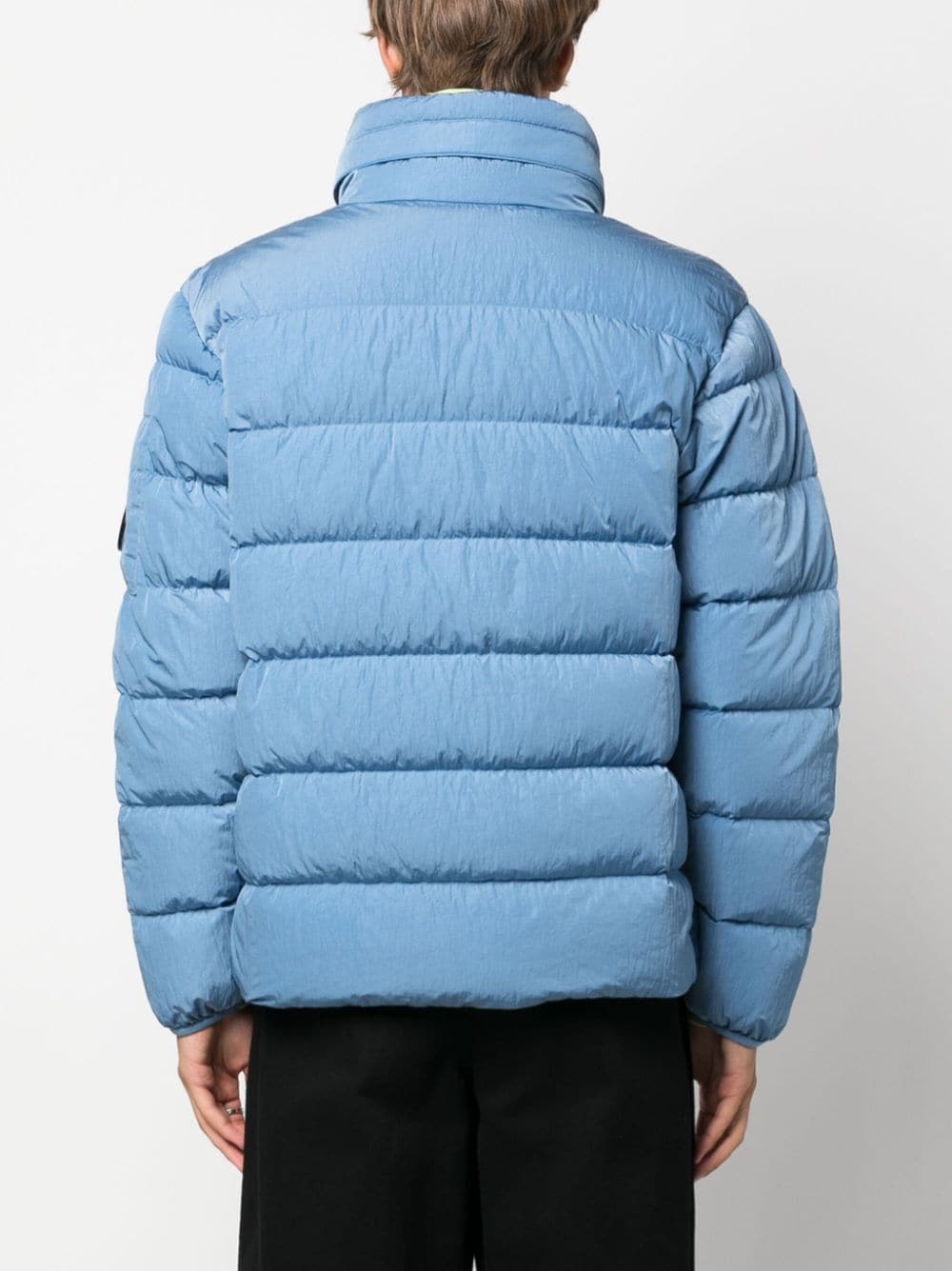 Shop C.p. Company Lens-detail Quilted Paded Coat In Blue