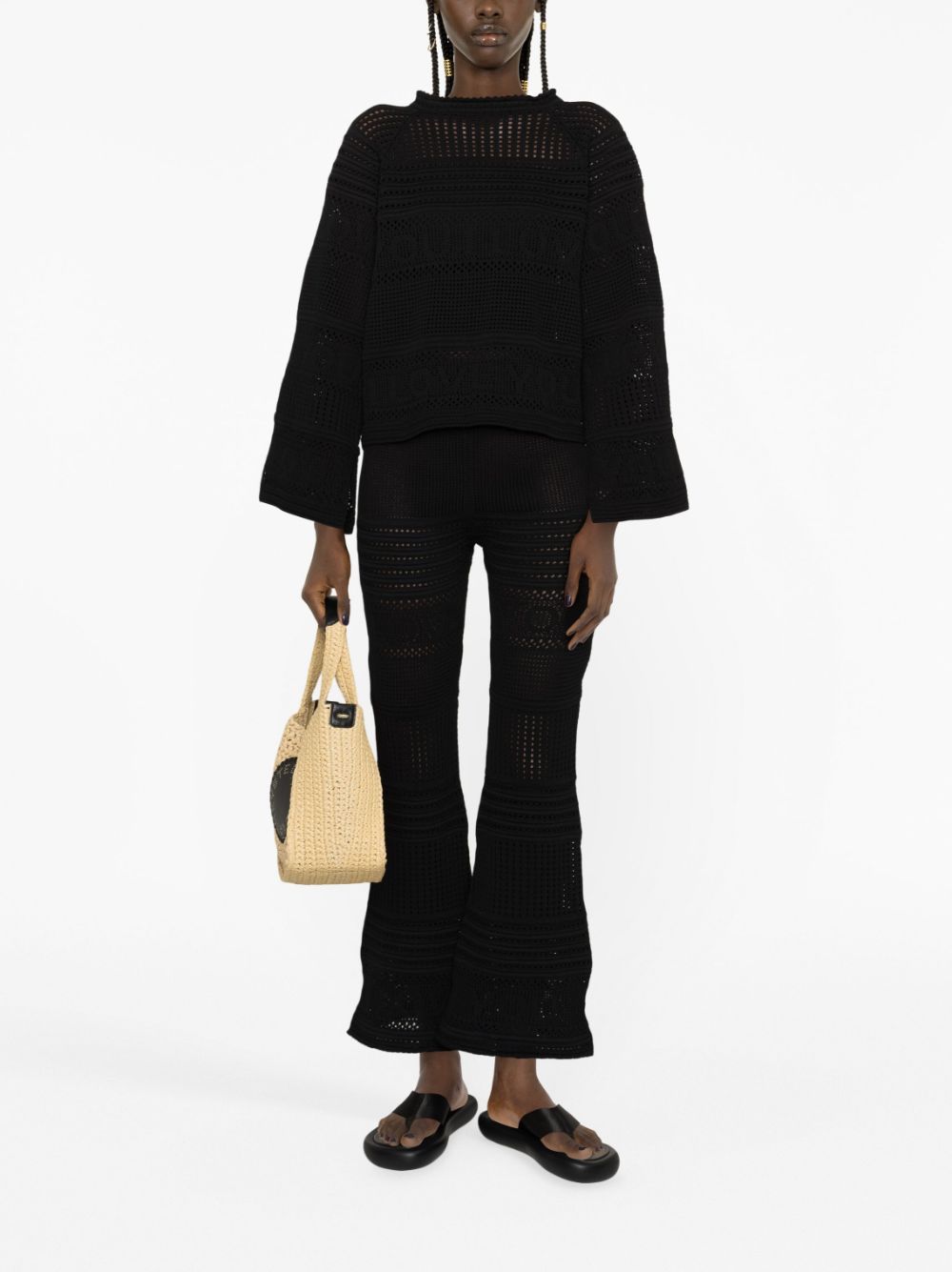 Stella McCartney open-knit rear-tie jumper - Zwart