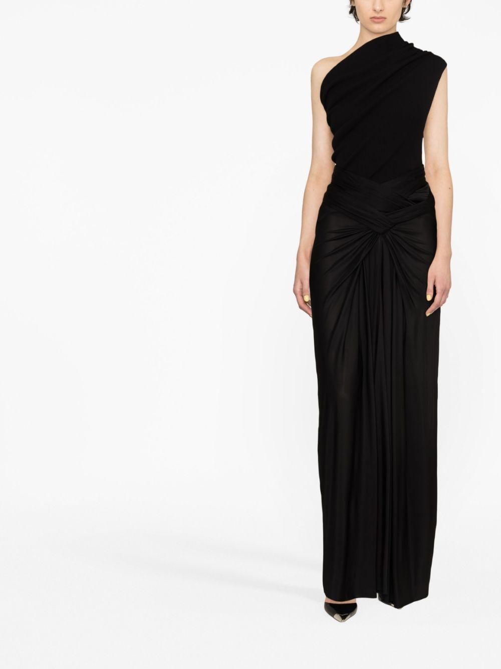 Saint Laurent ruched jersey maxi skirt - Zwart