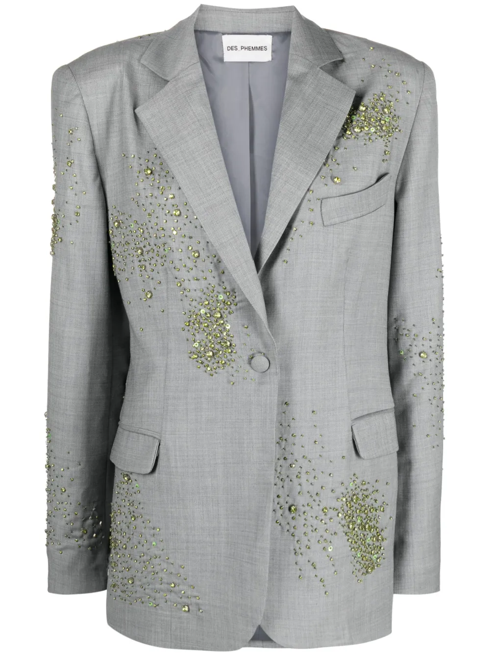 DES PHEMMES crystal-embellished single-breasted blazer