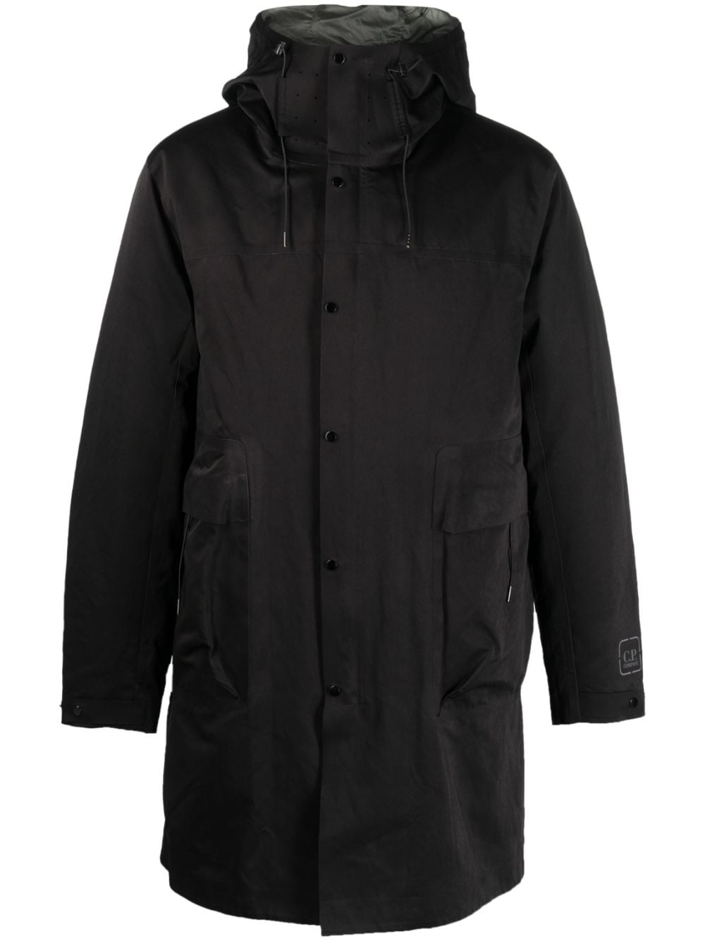 C.P. Company layered hooded down-feather jacket - Black