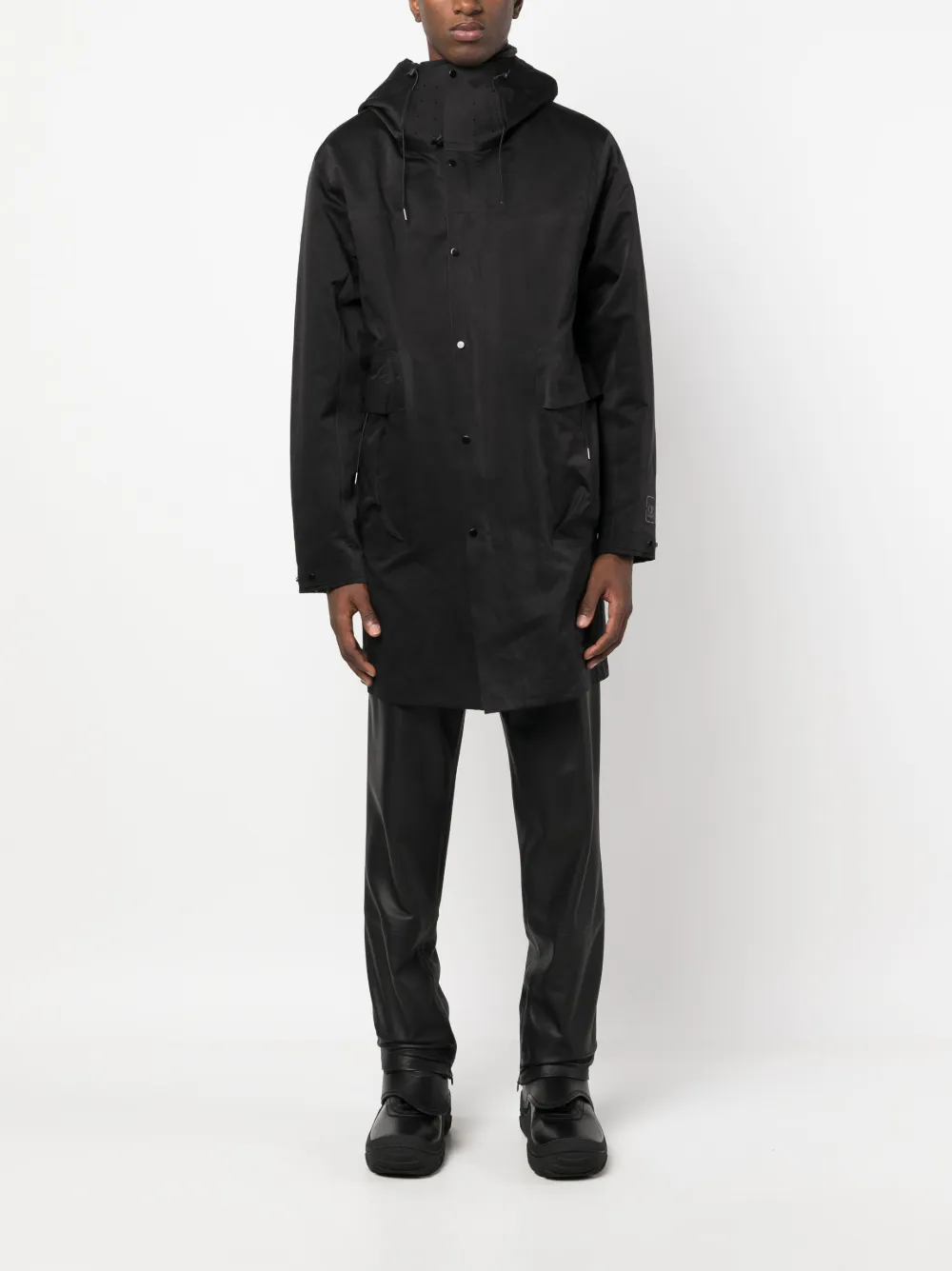 C.P. Company layered hooded down-feather jacket - Zwart