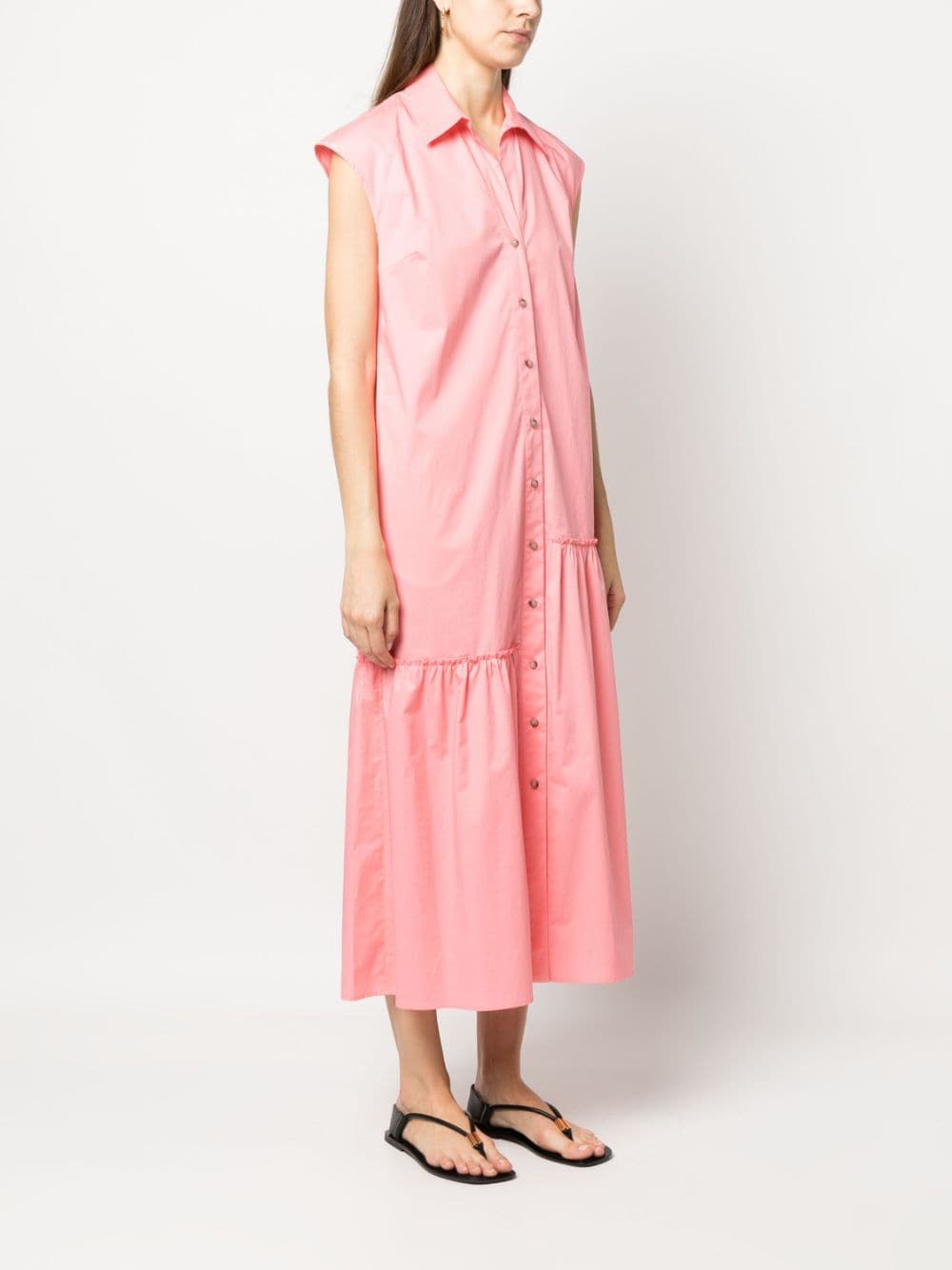 Shop Peserico Sleeveless Buttoned Shirt Dress In Pink
