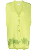 ERMANNO FIRENZE floral lace-appliqué short-sleeve cardigan - Green