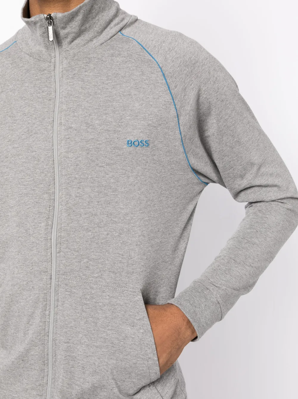 HUGO BOSS EMBROIDERED-LOGO ZIP-UP JACKET