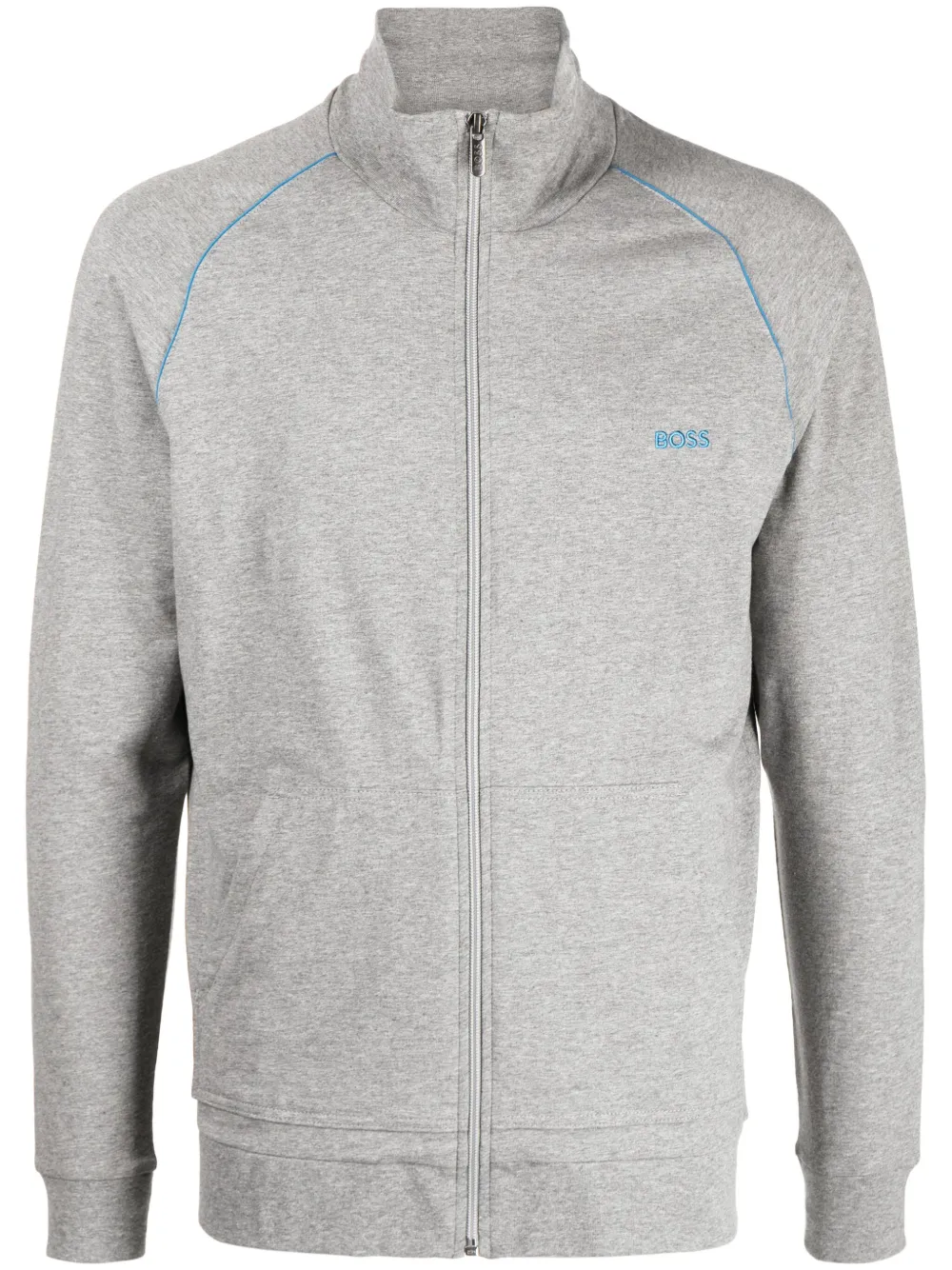 BOSS embroidered-logo zip-up jacket | Grey | Image 1