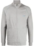 BOSS embroidered-logo zip-up jacket - Grey