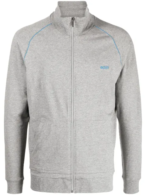 BOSS embroidered-logo zip-up jacket