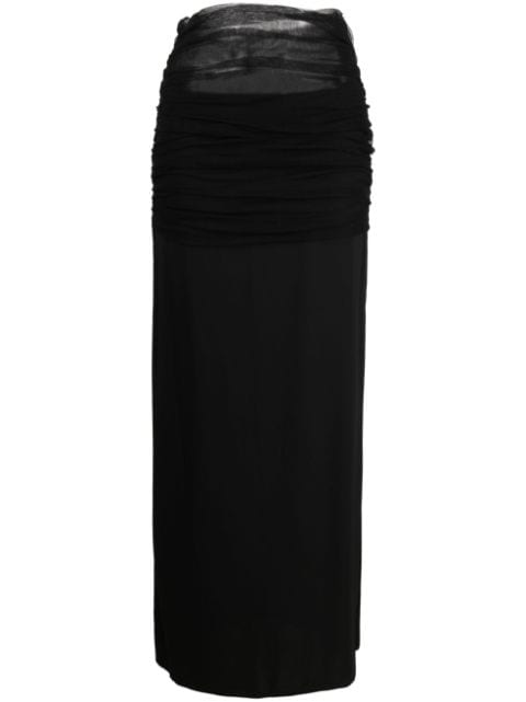 Christopher Esber tulle-trim ruched maxi skirt