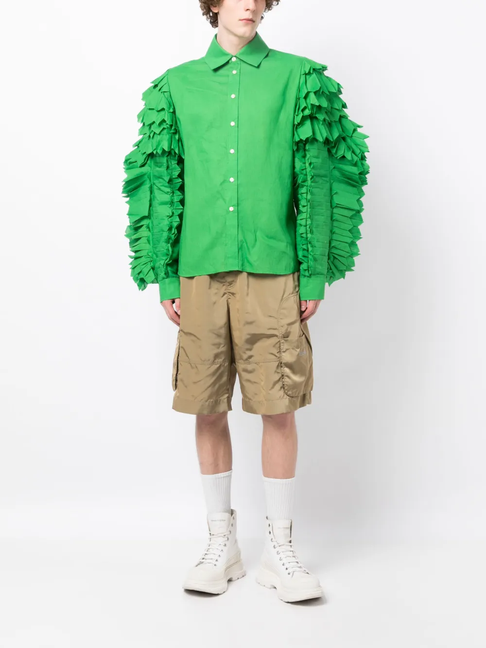 Walter Van Beirendonck Shirt met verfraaide mouwen - Groen