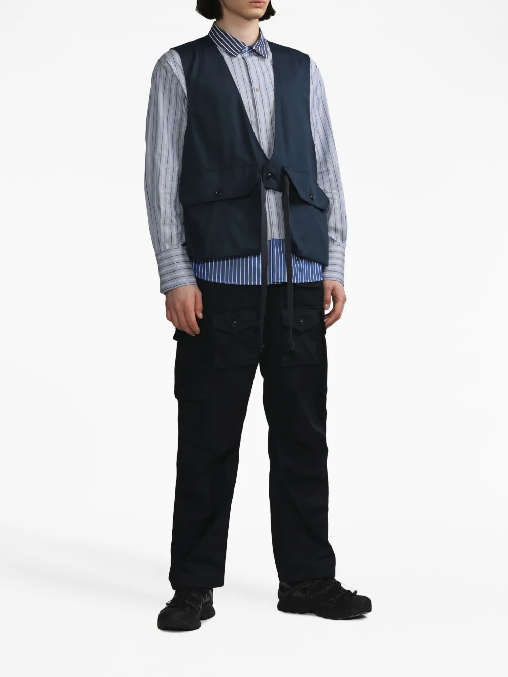 Engineered Garments V-neck cotton gilet - Blauw