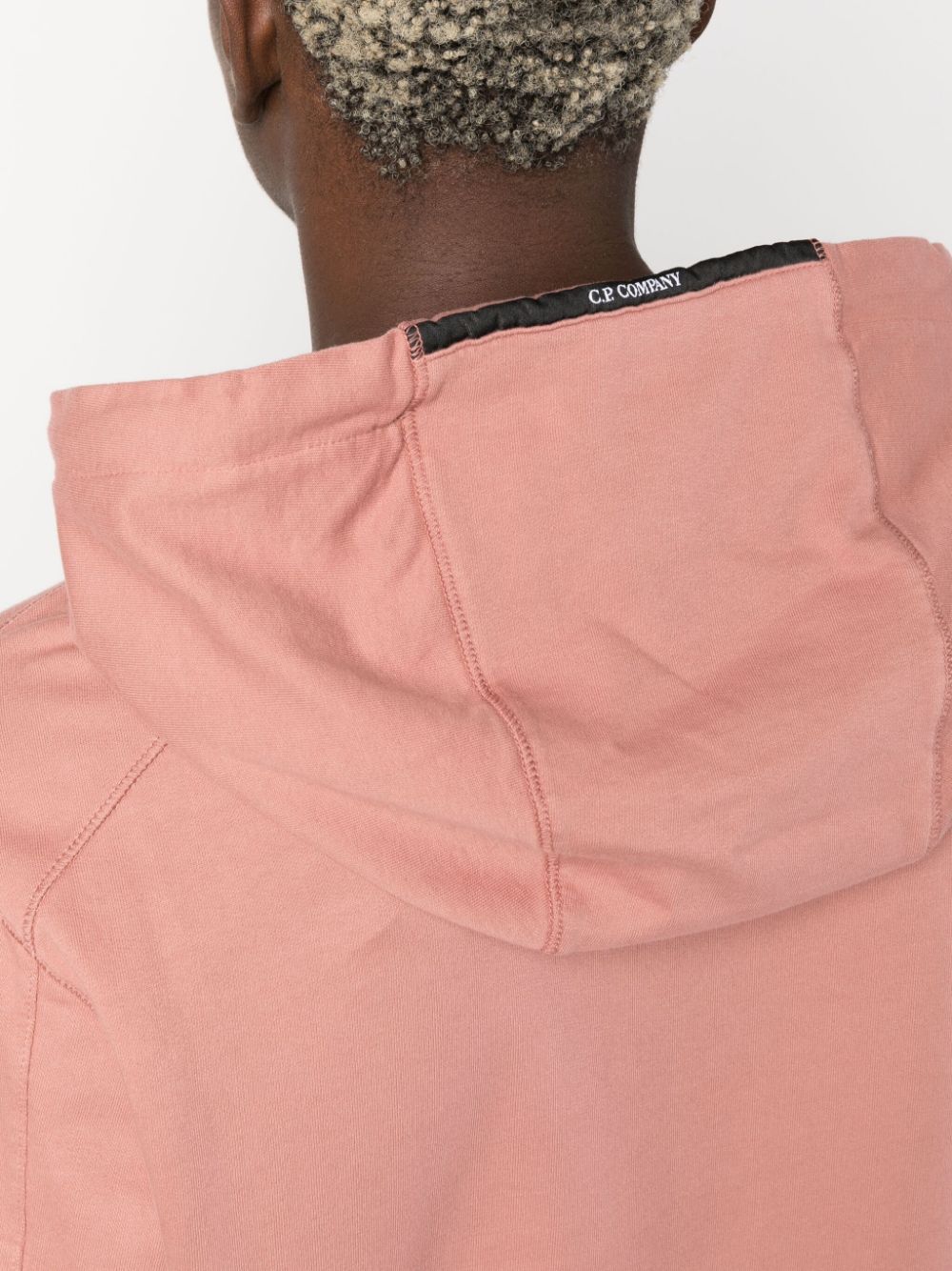 Shop C.p. Company Lens-detail Cotton Hoodie In Pink