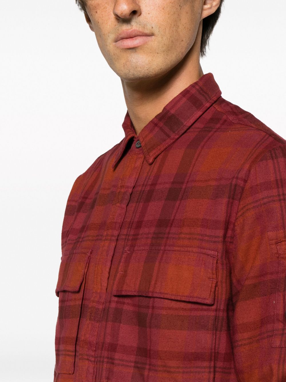 Shop C.p. Company Lens-detail Plaid-check Shirt In Red