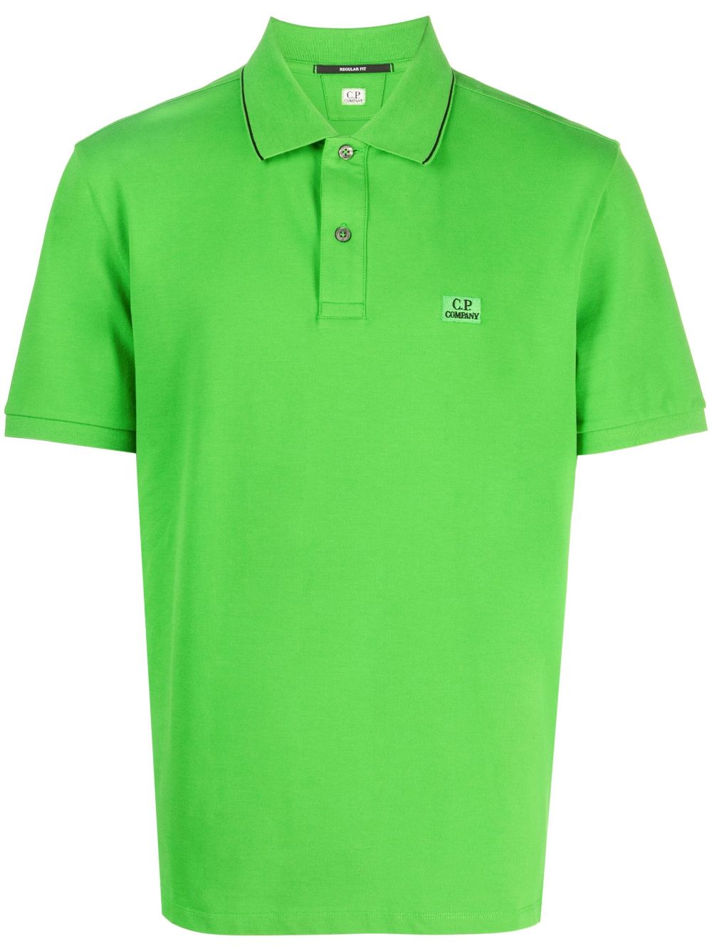 C.p. Company Logo-patch Cotton Polo Shirt In Green