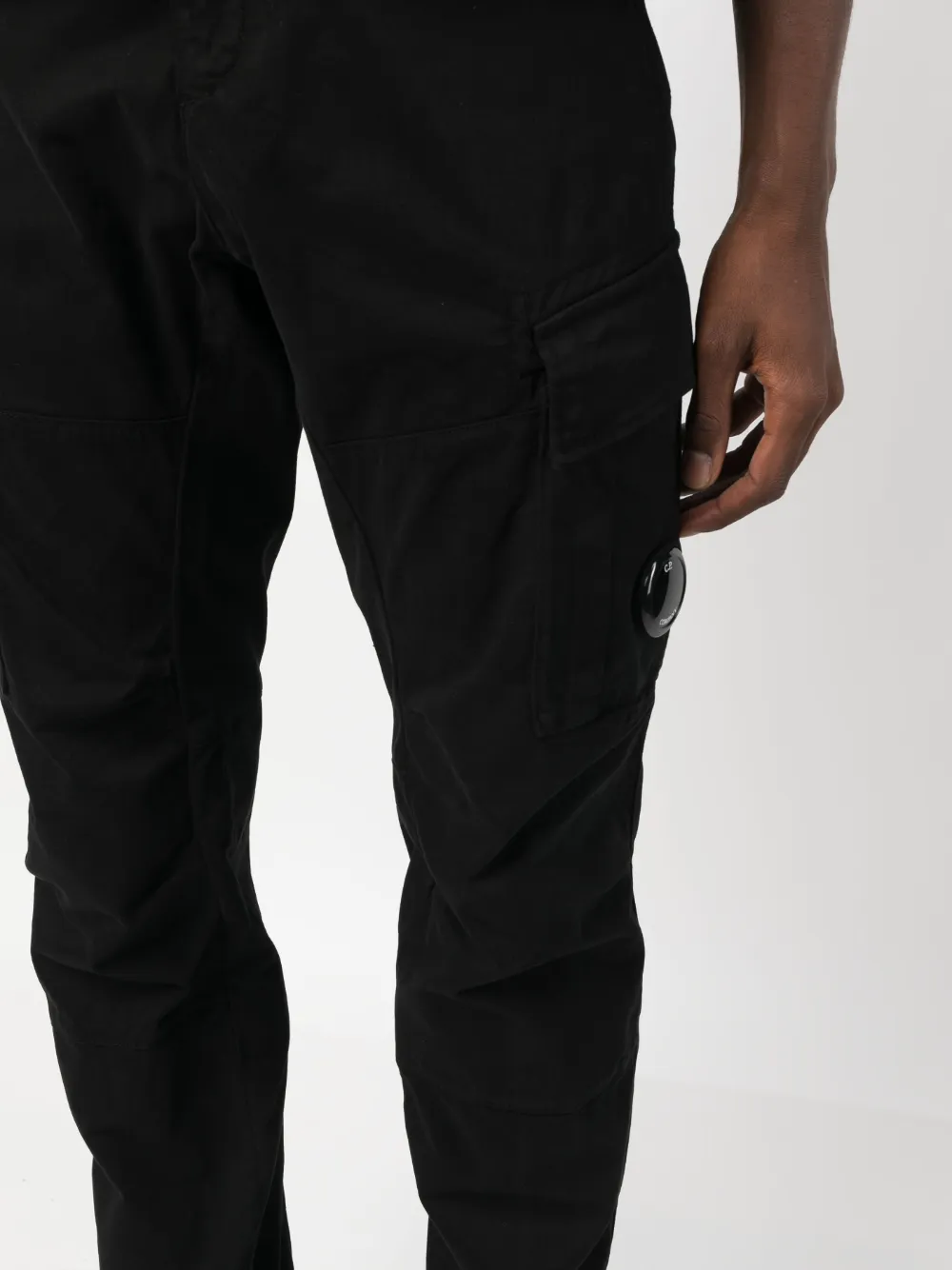 C.p. Company Logo Plaque Tapered Trousers In Black