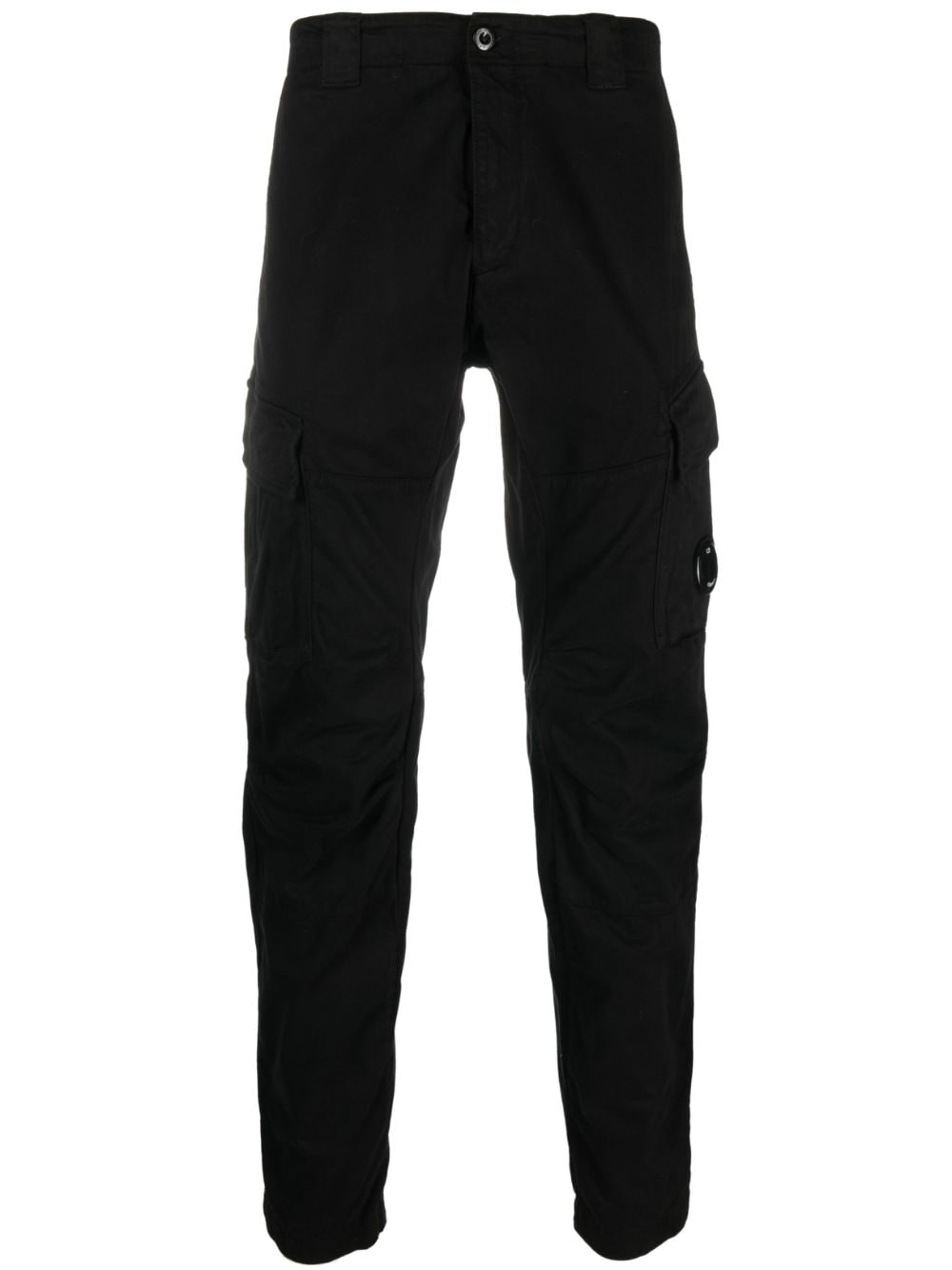 C.p. Company Logo Plaque Tapered Trousers In Black