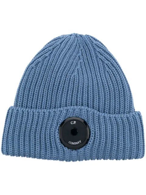 C.P. Company gorro tejido de canalé con detalle de lente