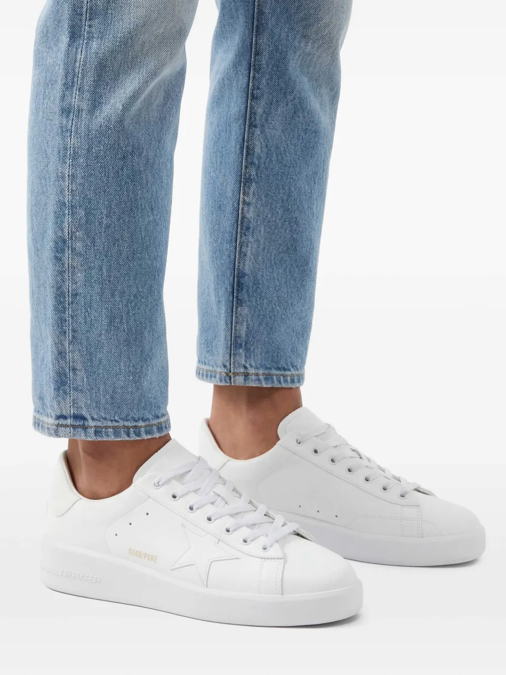 Golden Goose bio-based Purestar trainers with white star and heels tab | White | Image 1