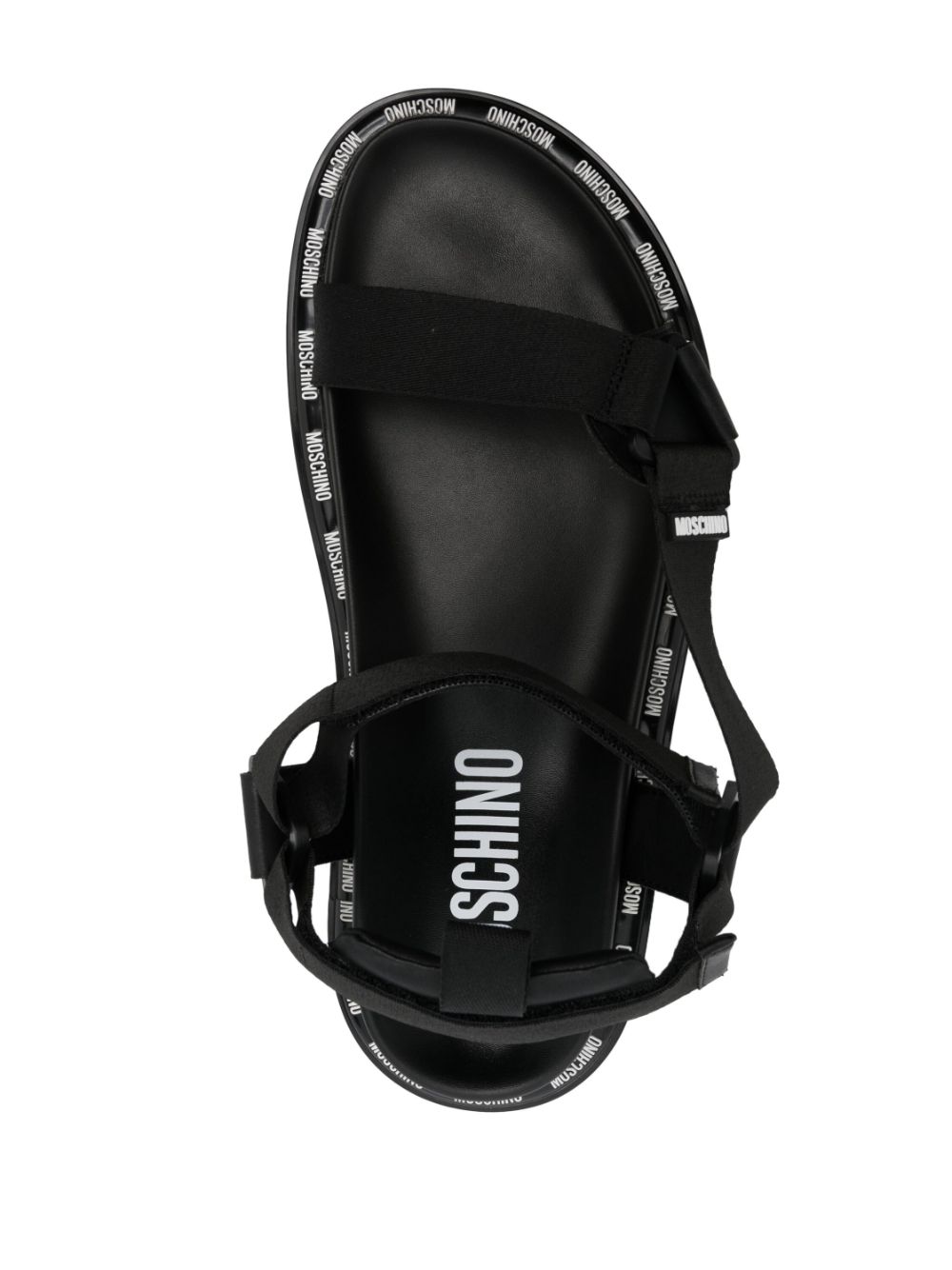 Shop Moschino Logo-print Slingback Sandals In Black