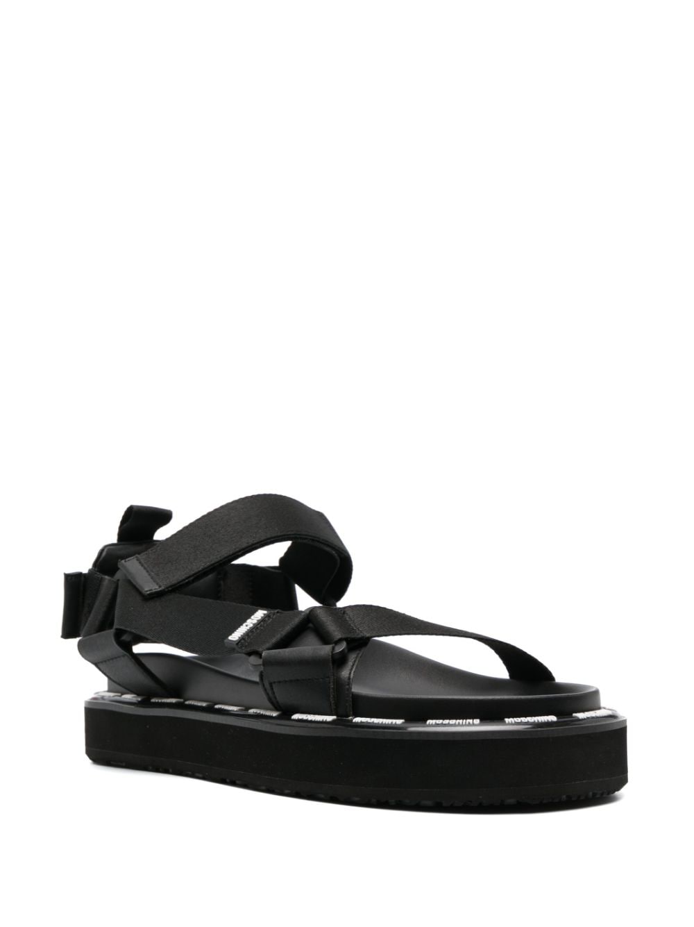 Shop Moschino Logo-print Slingback Sandals In Black