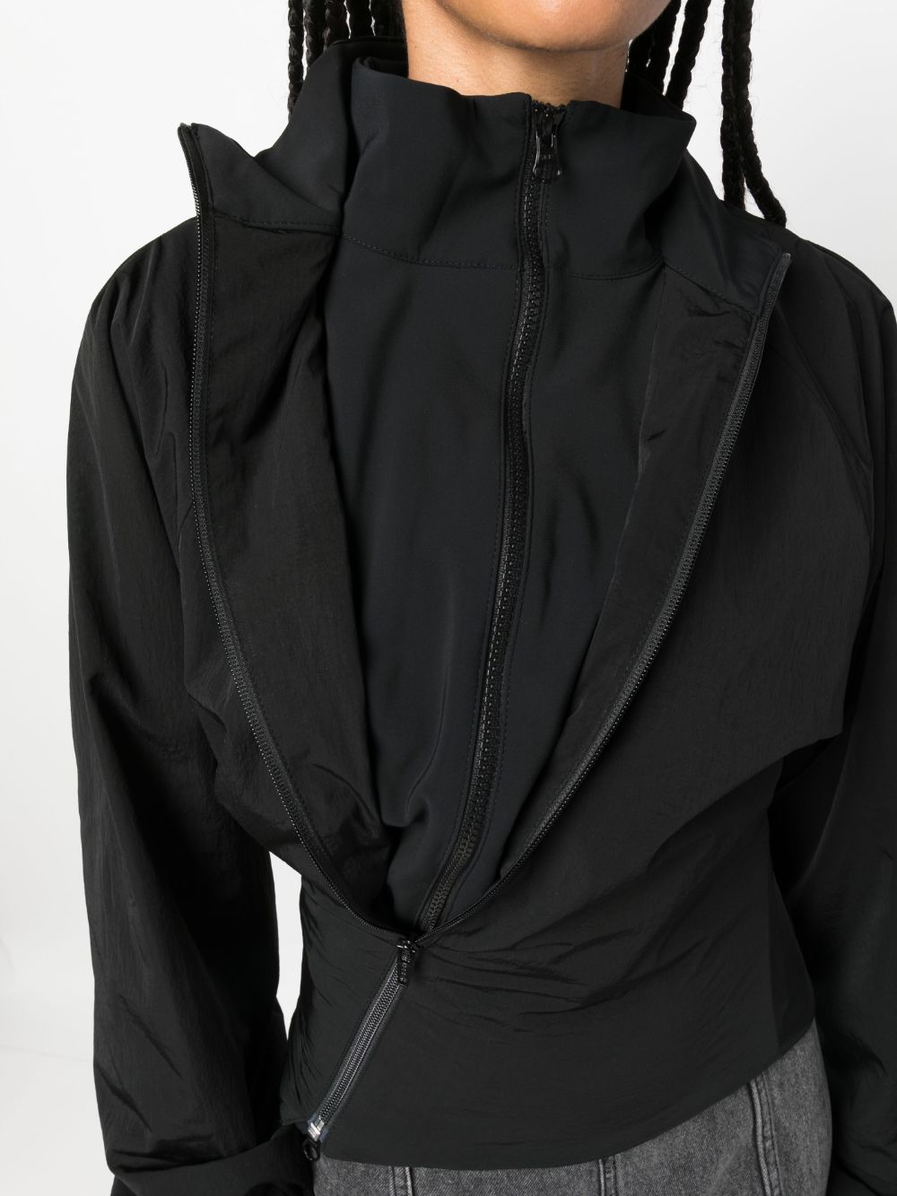 Shop Jade Cropper Asymmetric Layered Jacket In Black