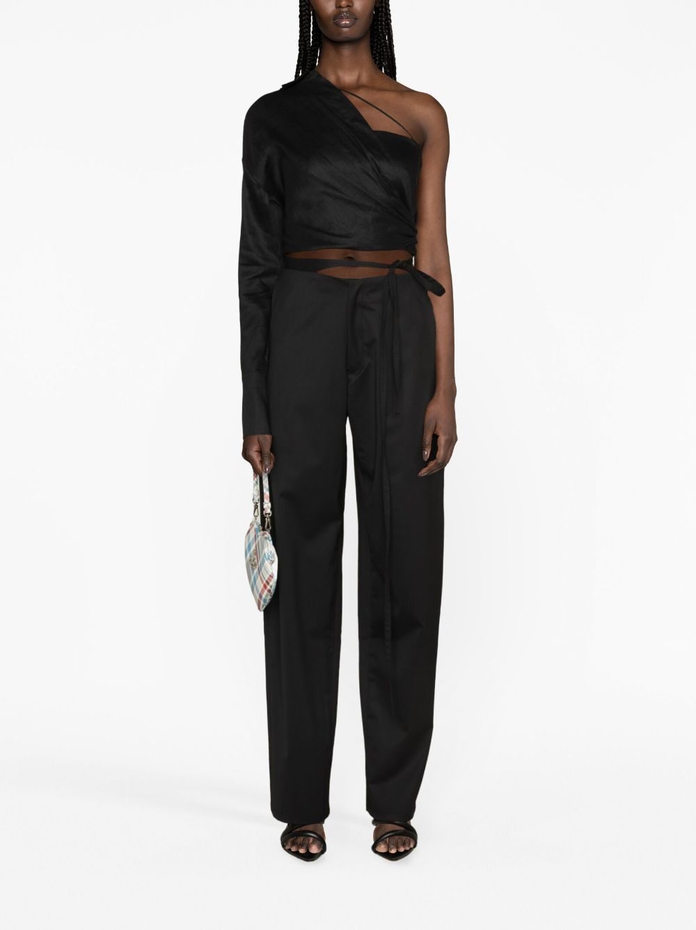 Shop Jade Cropper Cut-out Straight-leg Trousers In Black
