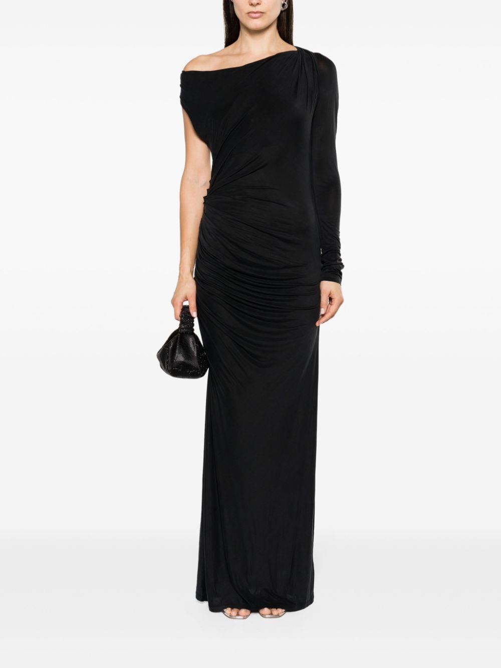 Shop Gauge81 Myrtia Asymmetric Maxi Dress In 黑色