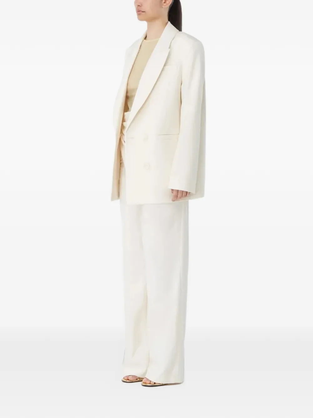 GAUGE81 Vidal oversized blazer met dubbele rij knopen Beige