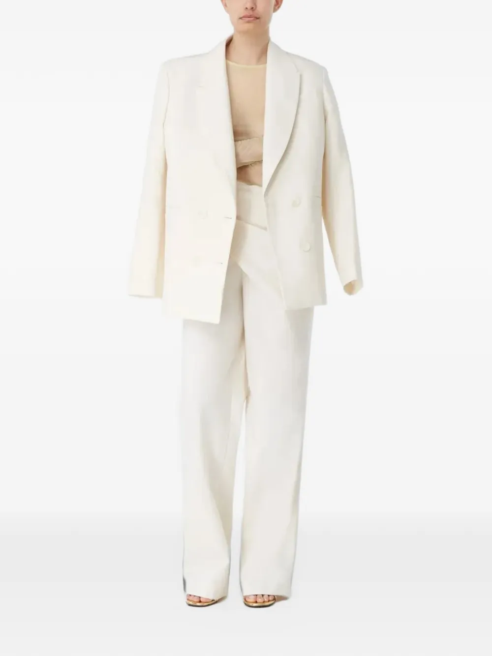 GAUGE81 Vidal oversized blazer met dubbele rij knopen Beige