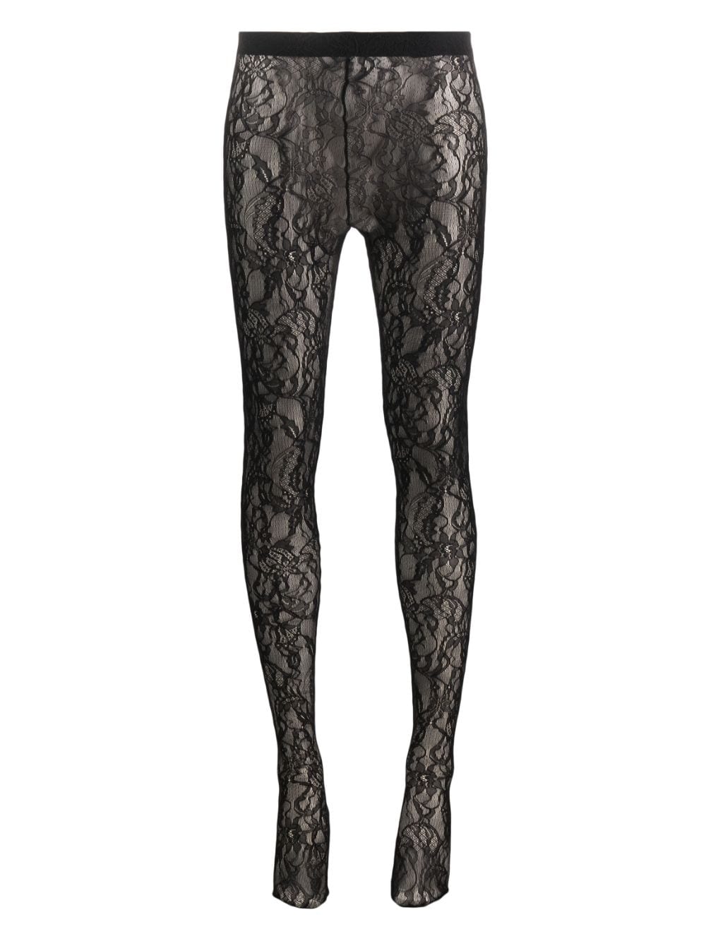 GUCCI Leg Rombhoid Woven Lace Footless Tights Black NEW Size S