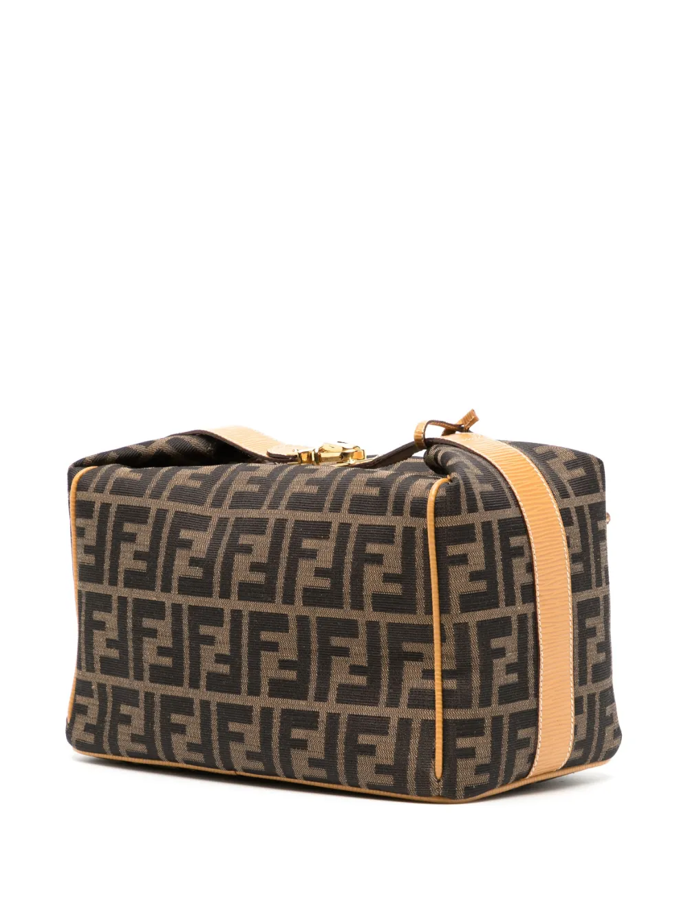 Fendi Vanity Bag Zucca Ladies Canvas Leather Handbag Makeup Cosmetics