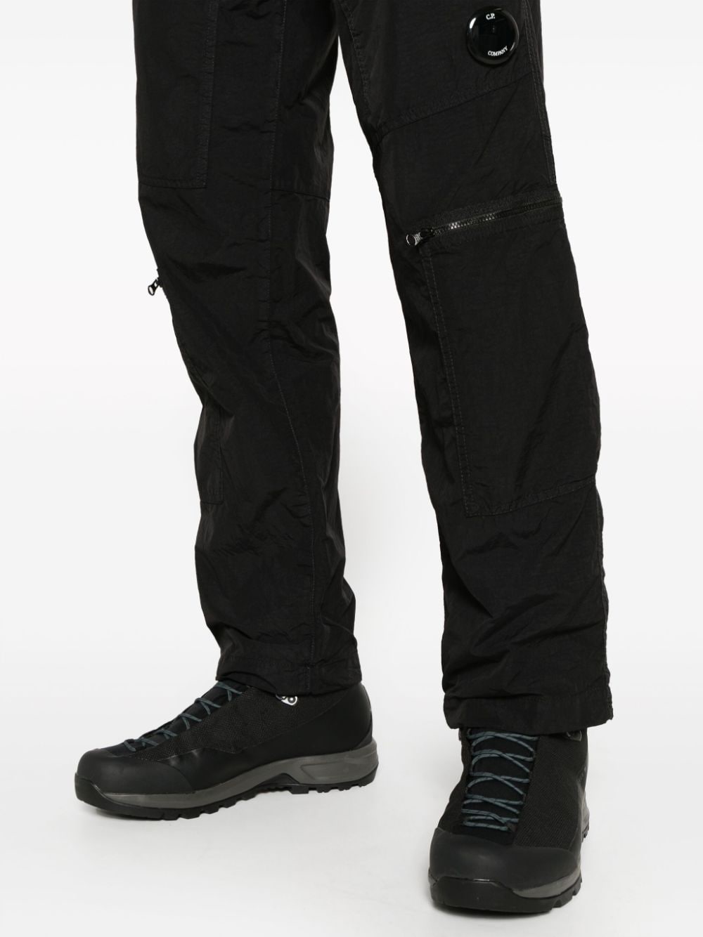 Shop C.p. Company Lens-detail Straight-leg Trousers In Black