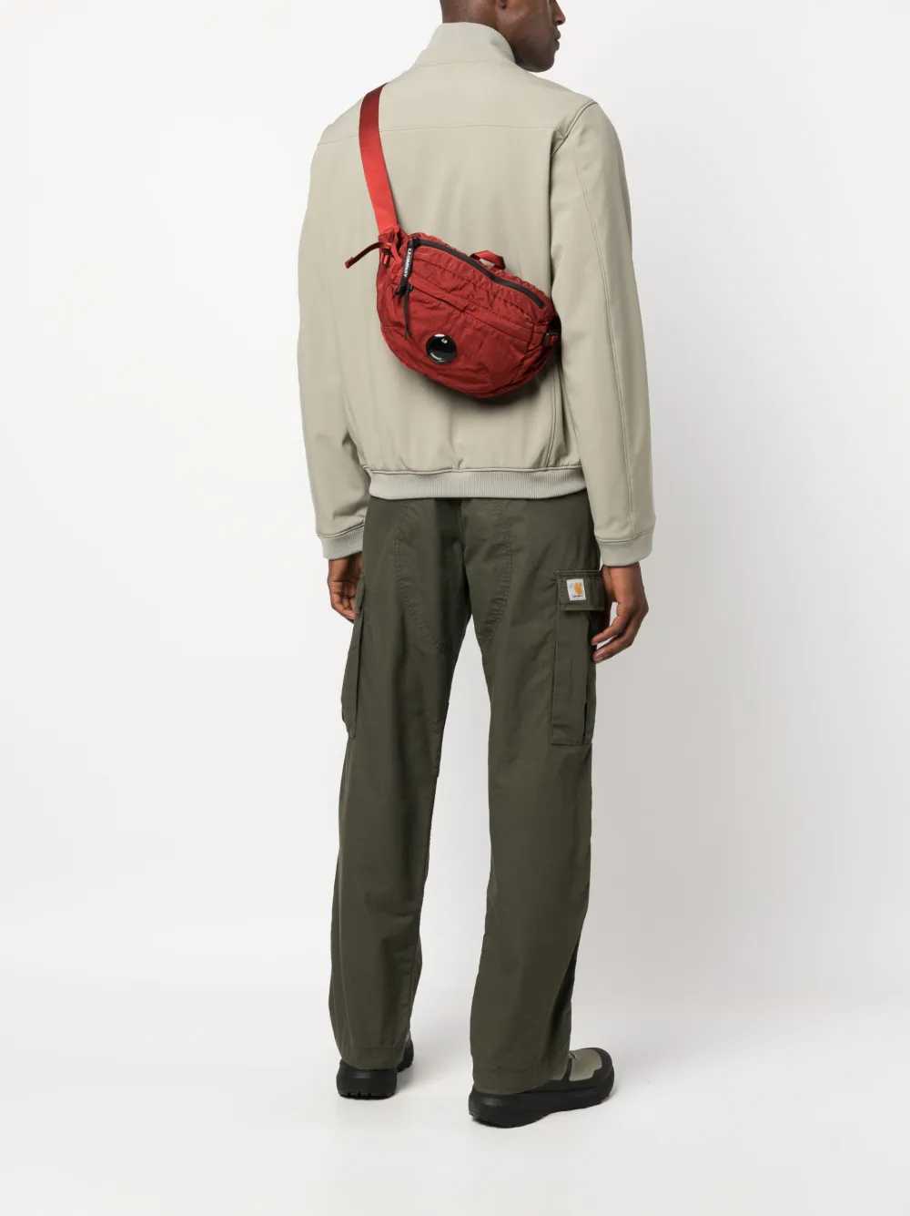 C.P. Company Nylon B Lens-detail crinkled belt bag - 560 RED