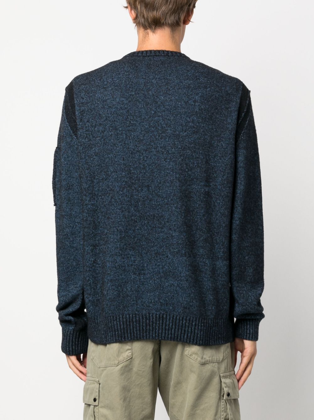 Shop C.p. Company Lens-detail Crew-neck Jumper In Blue