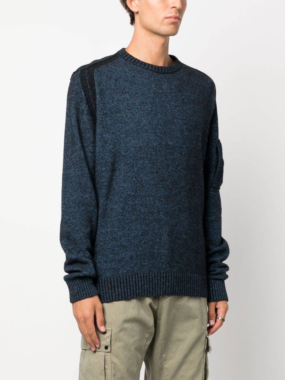 Shop C.p. Company Lens-detail Crew-neck Jumper In Blue