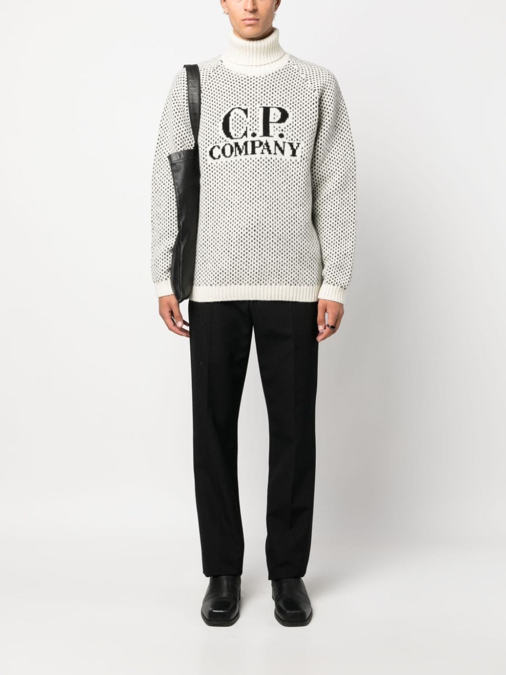 C.P. Company logo intarsia-knit wool jumper - Zwart